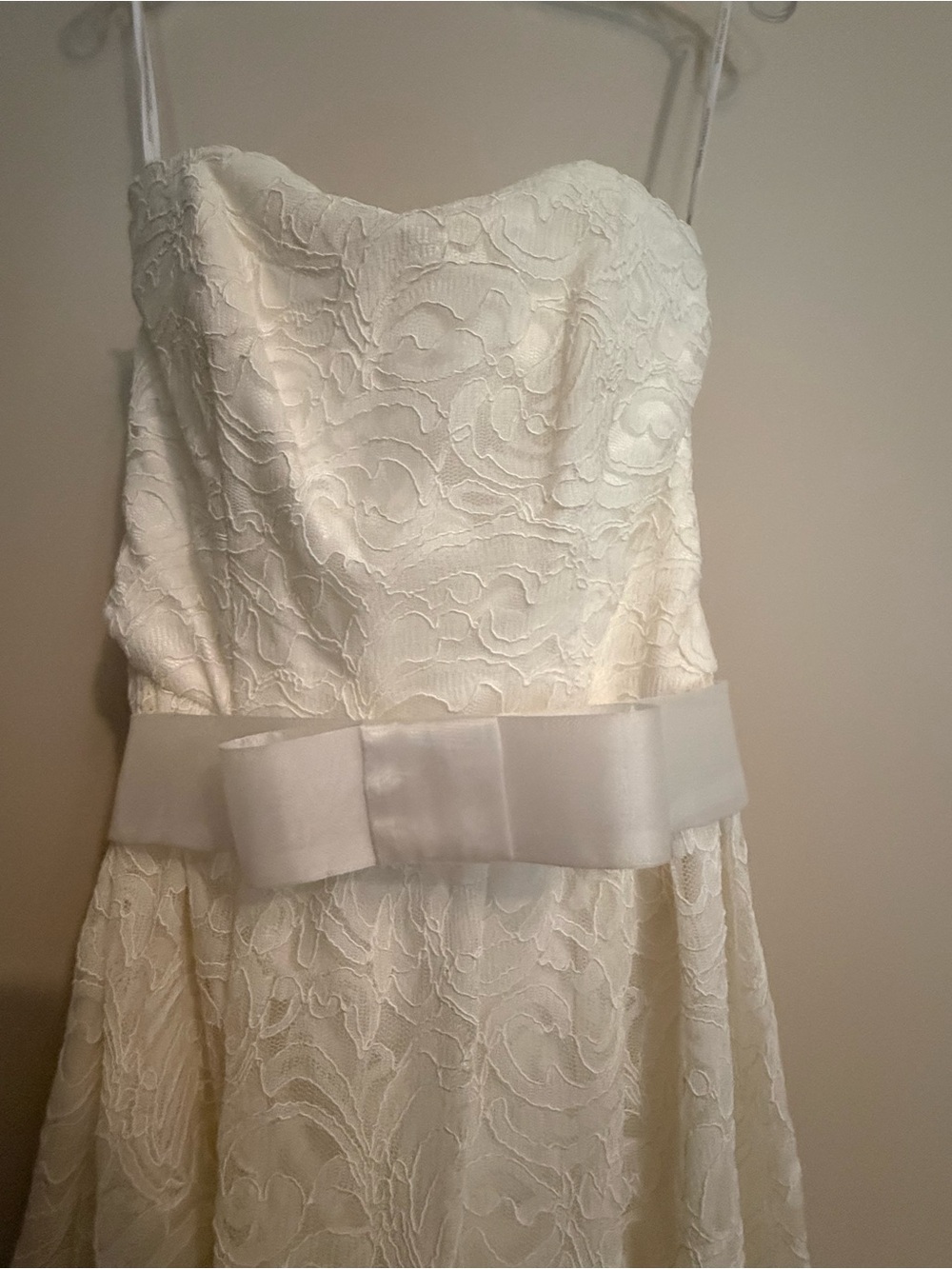 Girls Ivory Lace Dress with Bow Waist